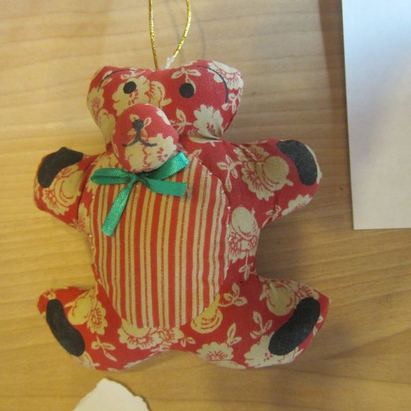 VTG 80'S KURT ADLER HONEY BEARS ORNAMENTS, CALICO FABRIC ORNAMENTS, SET OF 3, RU - Picture 7 of 10